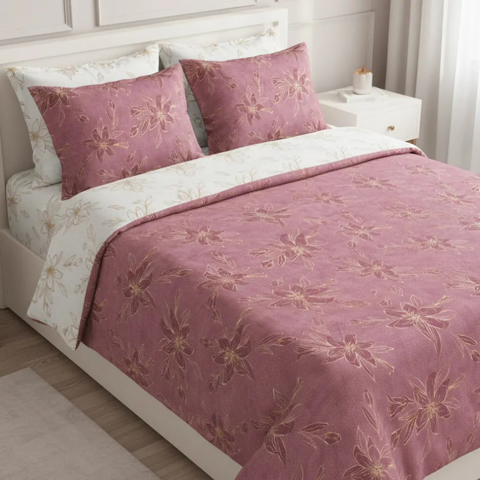Copripiumino matrimoniale in percalle Bellora Fashion Gold rosa scuro