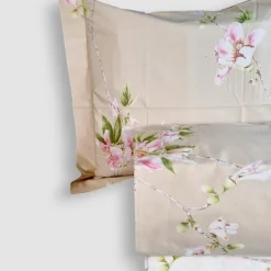 Copripiumino Matrimoniale percalle MIRABELLO Chorisia beige