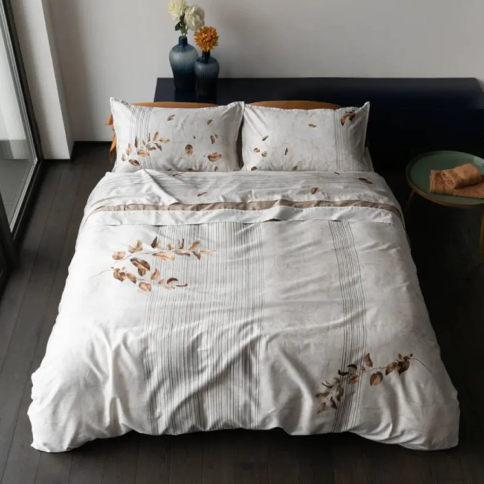 Copripiumino Matrimoniale Raso Alfie Foliage Greige