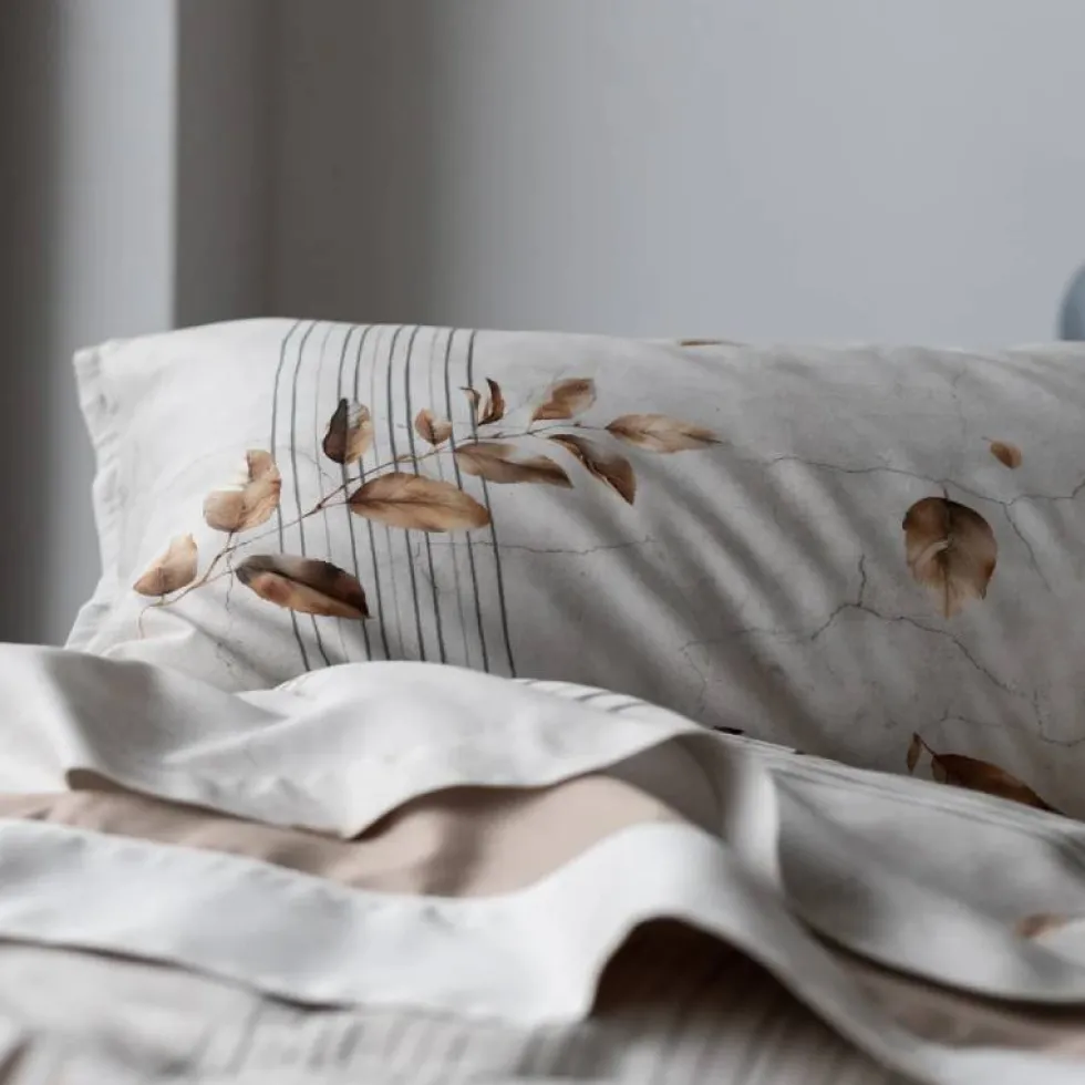Copripiumino Matrimoniale Raso Alfie Foliage Greige