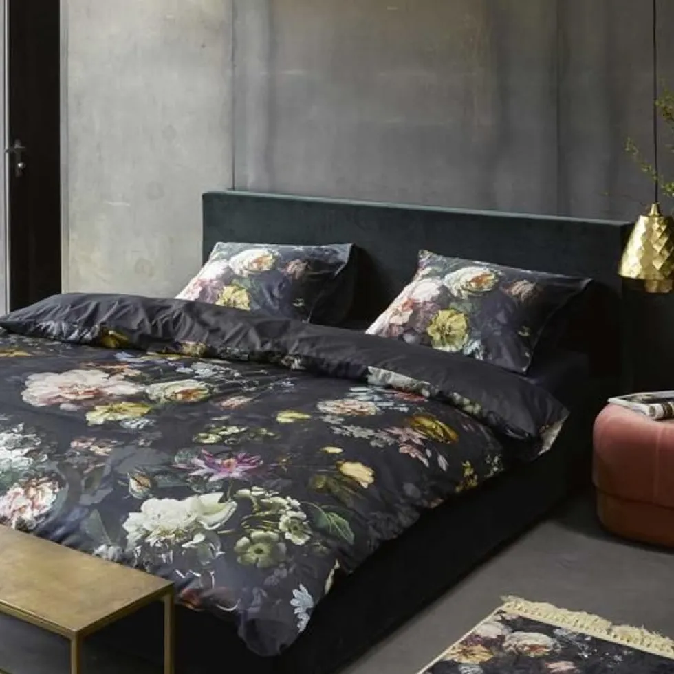 Copripiumino Matrimoniale Raso ESSENZA Fleur Night Blu