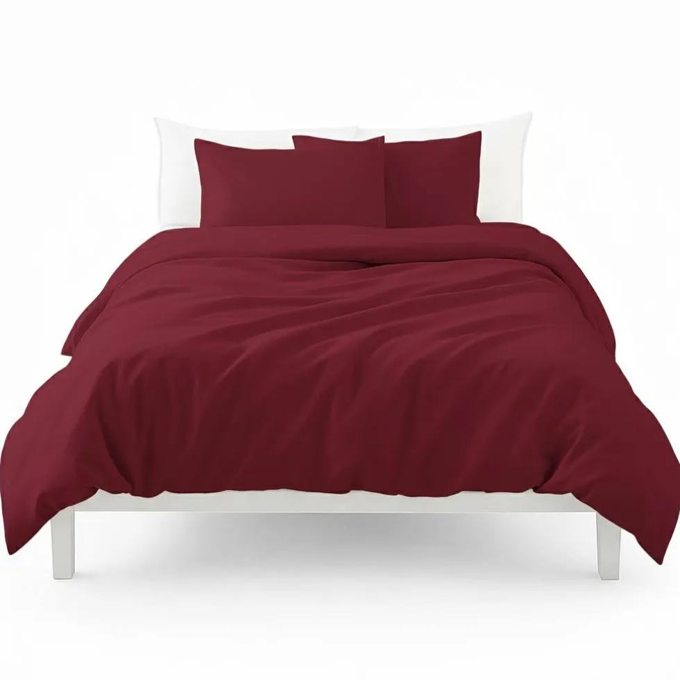 Copripiumino sfuso in cotone 155x200 singolo bordeaux tinta unita
