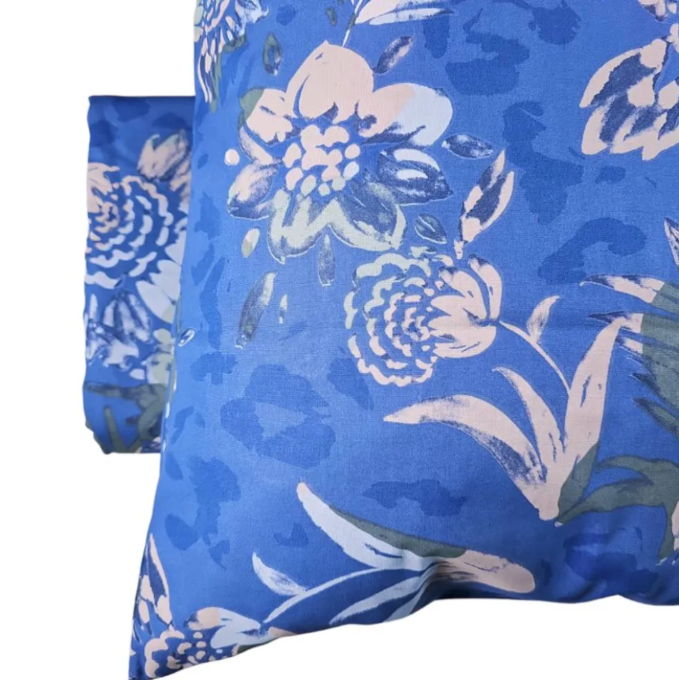 Copripiumone e federe in cotone Bassetti Enne floreale bluette