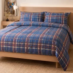 Copripiumone matrimoniale Bassetti Kilt B2 scozzese turchese
