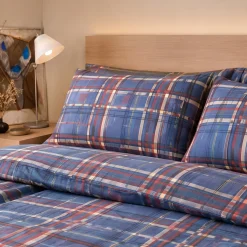 Copripiumone matrimoniale Bassetti Kilt B2 scozzese turchese