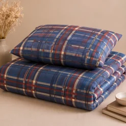 Copripiumone matrimoniale Bassetti Kilt B2 scozzese turchese