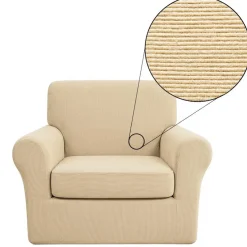 Copripoltrona con copricuscino estensibile Panna da 70 a 105 cm