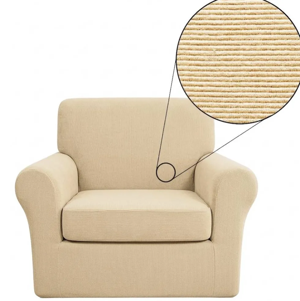 Copripoltrona con copricuscino estensibile Panna da 70 a 105 cm