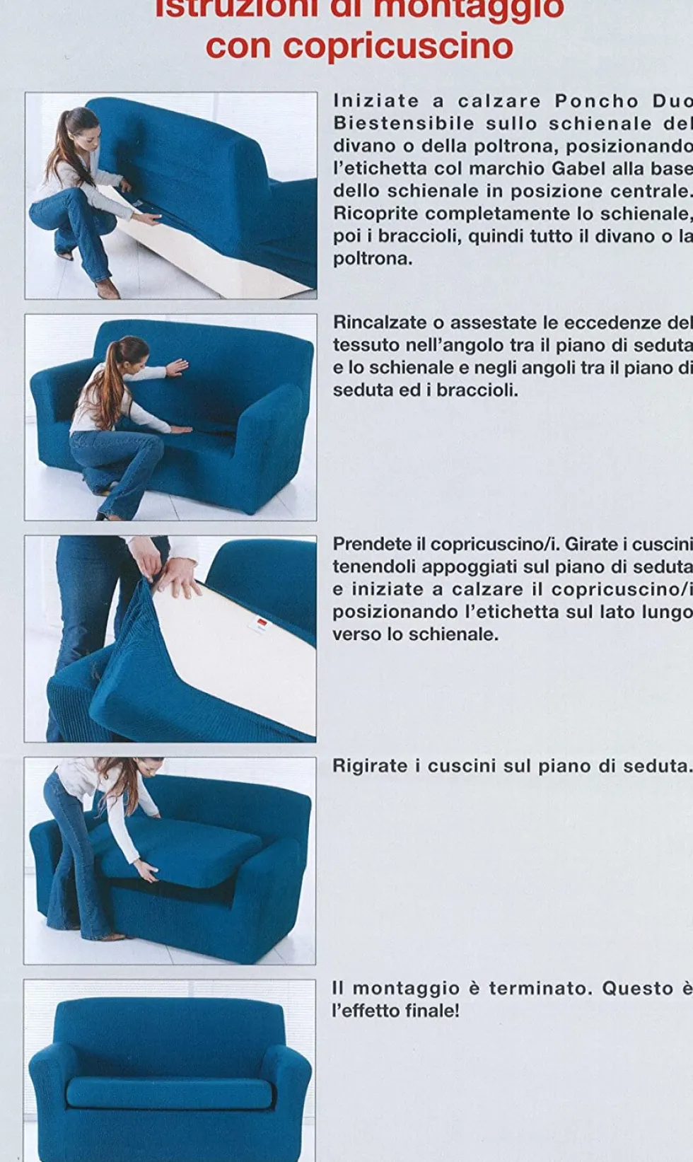 Copripoltrona elasticizzato in 2 pezzi PONCHO DUO GABEL da 50 a 80 cm
