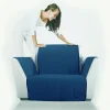 Copripoltrona trapuntato Caleffi Bicolor in cotone blu
