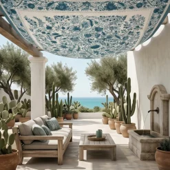 Copritutto Telo arredo BOCCADASSE Blu 250x260 Mezzero disegnato a mano