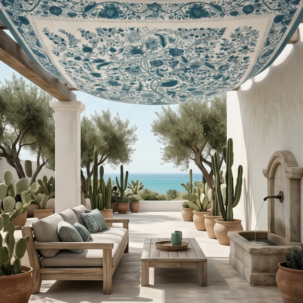 Copritutto Telo arredo BOCCADASSE Blu 250x260 Mezzero disegnato a mano