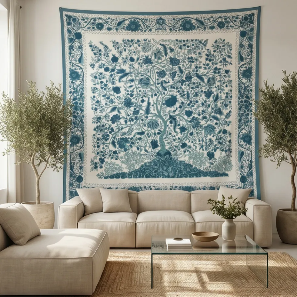 Copritutto Telo arredo BOCCADASSE Blu 250x260 Mezzero disegnato a mano