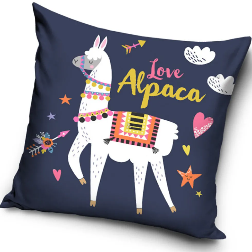 Cuscino arredo decorativo quadrato 40x40 cm blu imbottito Love Alpaca