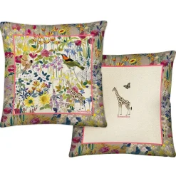 Cuscino arredo in raso 45x45 Borbonese GARDEN corallo fantasia esotica
