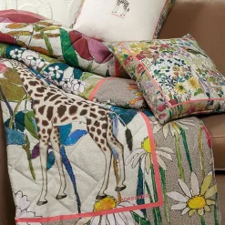 Cuscino arredo in raso 45x45 Borbonese GARDEN corallo fantasia esotica