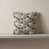 Cuscino in Lana Cotta 50x50 Margherite verdi su Fondo Grigio Stile Naturale