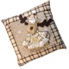 Cuscino NATALE arredo da divano 40x40 cm Renna beige ricamato