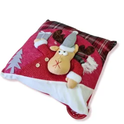 Cuscino NATALE RENNA 40x40 cm Feltro tagliato applicato e ricamato a mano