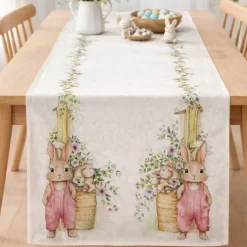 Decorazioni Tavola Pasquale: Runner SULA 45x150 cm con Coniglietti