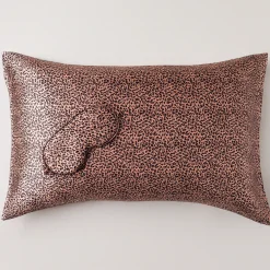 Federa sfusa in pura seta di gelso + maschera notte Pink Leopard