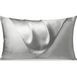 Federa sfusa in pura seta di gelso per cuscino 50x80 grigio