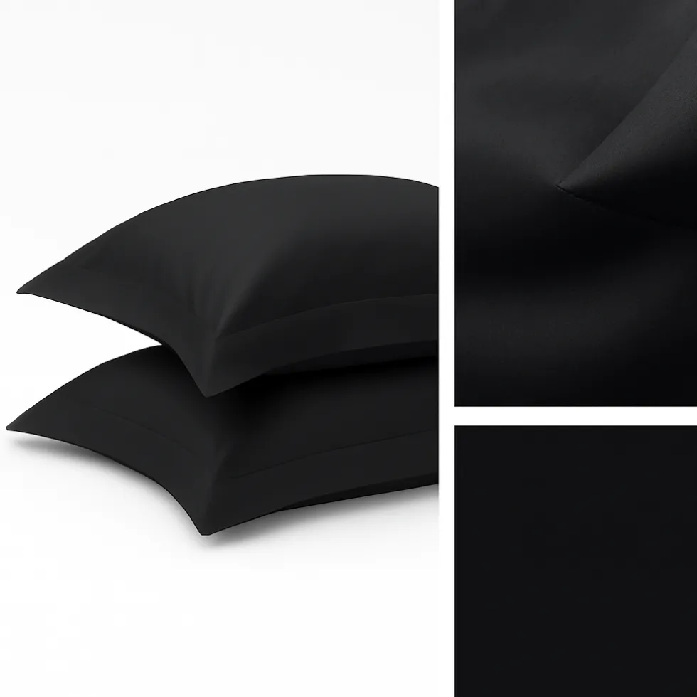 Federe Giotto Nero Satin in raso di cotone 300TC 3 volani BenasciuttiCasa Exclusive