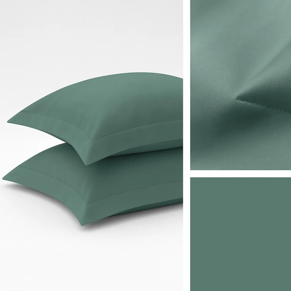 Federe Giotto Verde Bosco Satin raso cotone 300TC a 3 volani