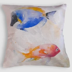Fodera per cuscino arredo da divano in cotone 45x45 Pesci