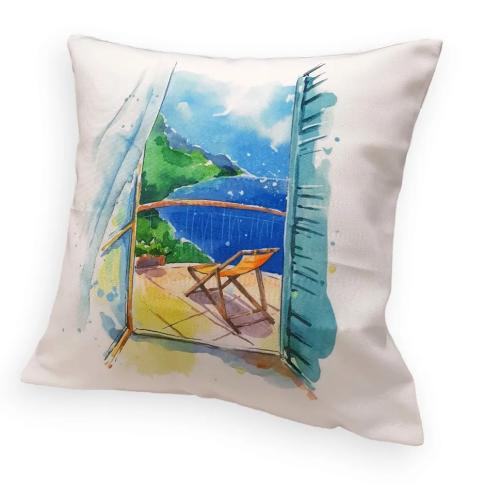 Fodera per cuscino da divano 45x45 cm Itaca fantasia marina