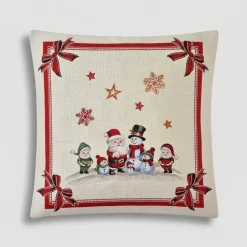 Fodera per cuscino decorativo Natalizia in Gobelin 45x45 Pupazzi di Neve
