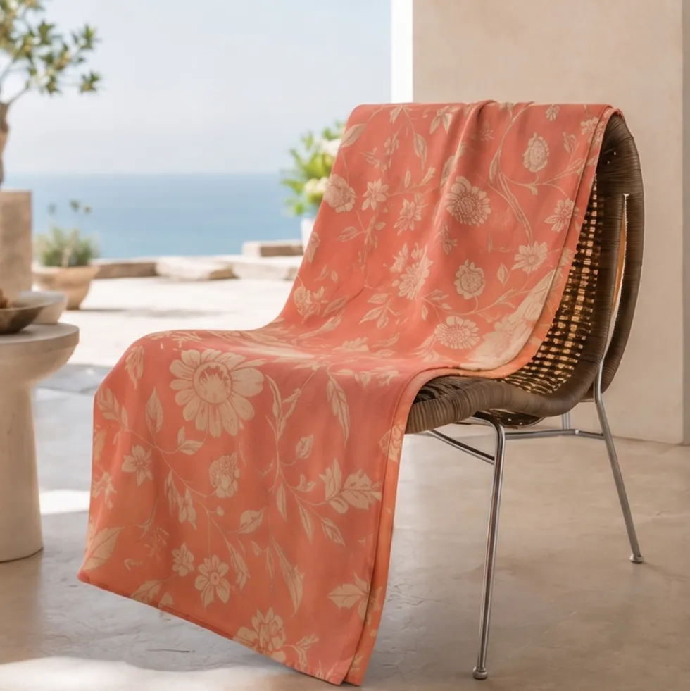 GABEL Telo arredo in cotone FLOR corallo copritutto - 2 misure