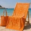 Kit Mare Fouta Arancione Salvaspazio | Telo 90x160 + Borsa Tessuto