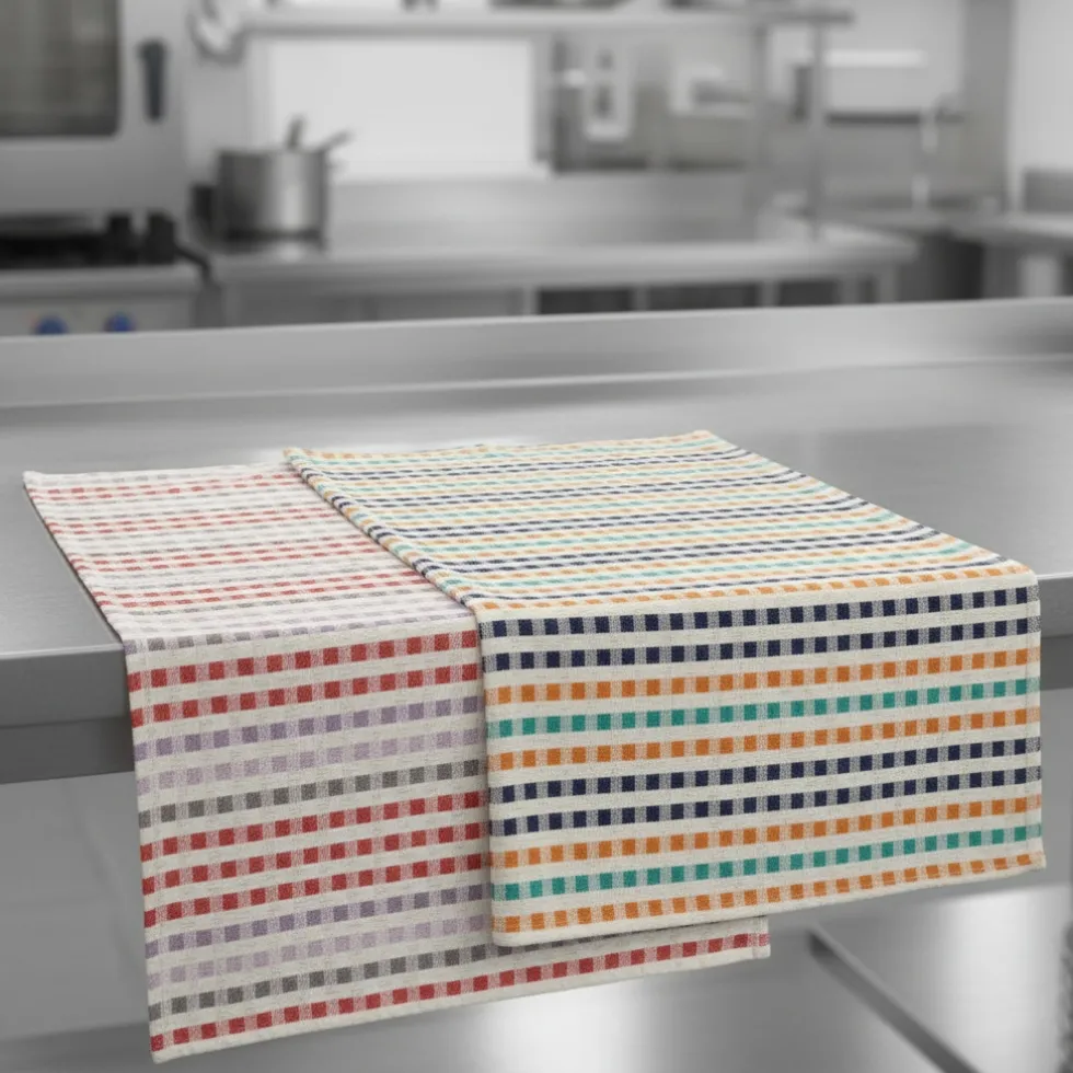 Kit 2x canovacci cucina in cotone ritorto 60x75 quadretti multicolor Dis.2