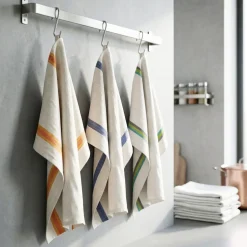 Kit 3x Strofinacci da cucina 100% cotone spinato 50x70 a righe