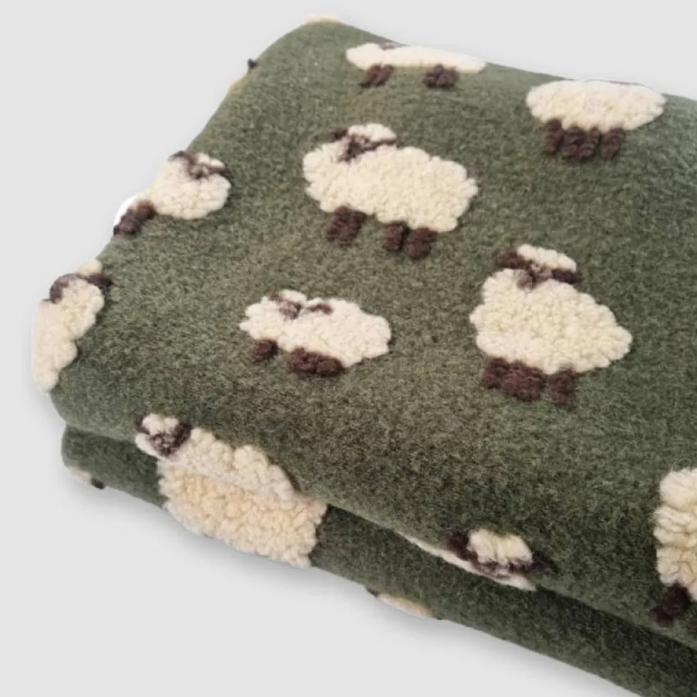 Lana cotta 150x170 morbido PLAID caldo Pecorelle verde muschio