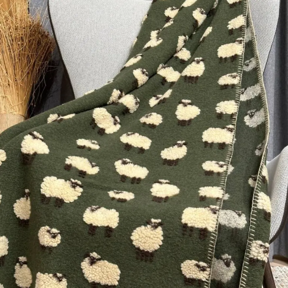 Lana cotta 150x170 morbido PLAID caldo Pecorelle verde muschio