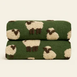 Lana cotta 150x170 morbido PLAID caldo Pecorelle verde muschio