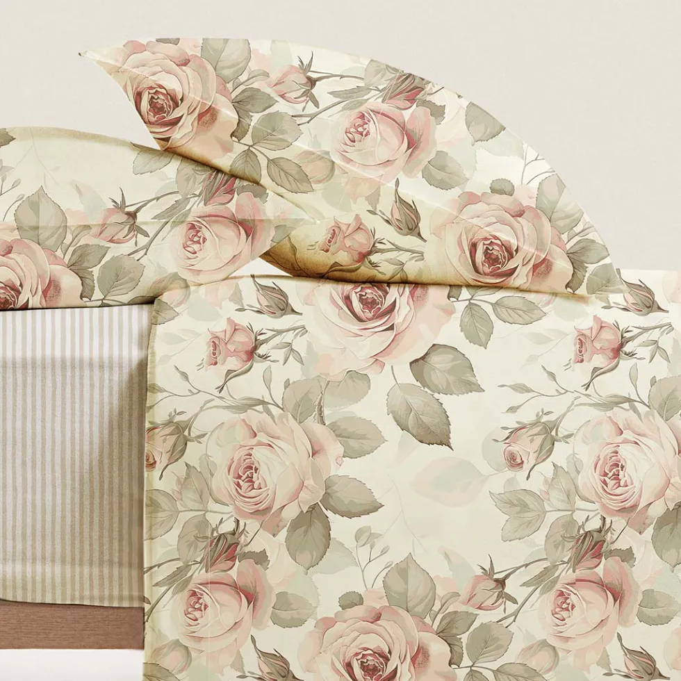 Lenzuola Bloom Rose Matrimoniale 100% Cotone