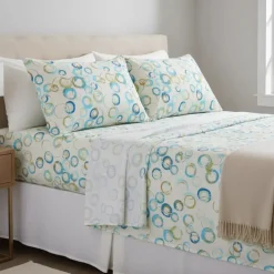 Lenzuola Caleffi completo matrimoniale in Cotone Graphics turchese