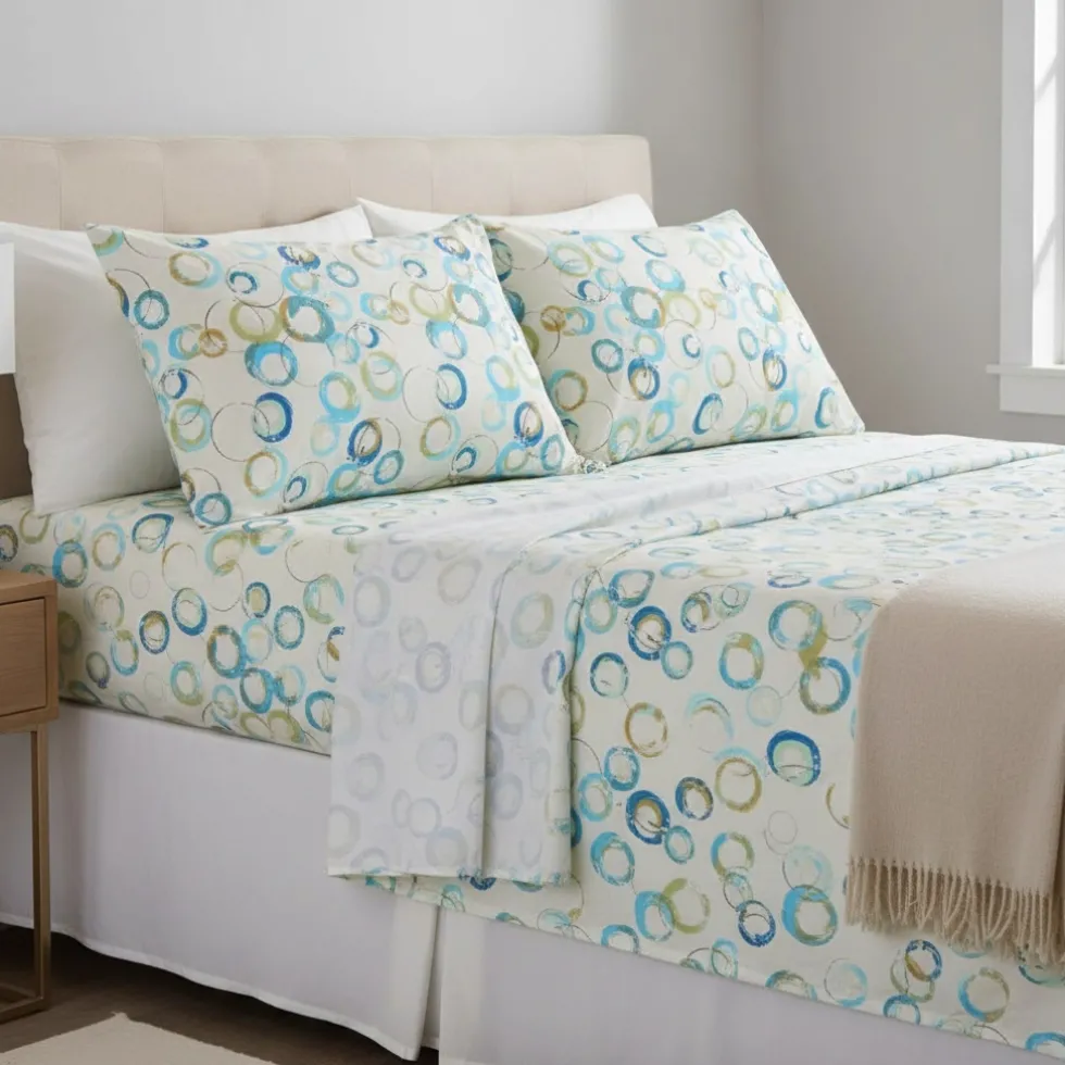Lenzuola Caleffi completo matrimoniale in Cotone Graphics turchese