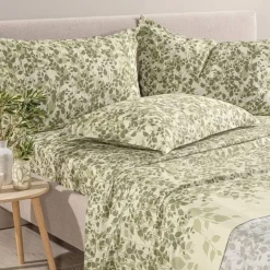 Lenzuola Caleffi completo matrimoniale in Cotone e Lyocell Chiara verde