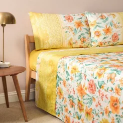 Lenzuola-copriletto Bassetti Casablanca Y11 matrimoniale in cotone a fiori