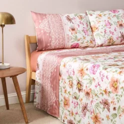 Lenzuola-copriletto Bassetti Casablanca P1 matrimoniale in cotone a fiori