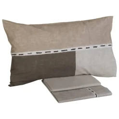 Lenzuola-copriletto completo in percalle Carrara HATCH beige