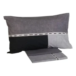 Lenzuola-copriletto completo in percalle Carrara HATCH grigio