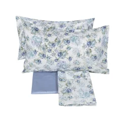 Lenzuola-copriletto FAZZINI matrimoniale BOTANICAL PAPER blu