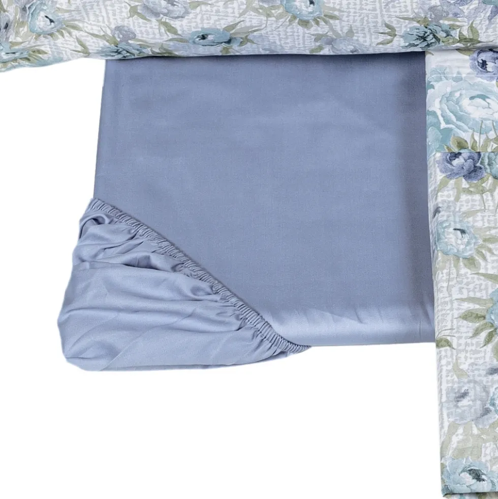 Lenzuola-copriletto FAZZINI matrimoniale BOTANICAL PAPER blu
