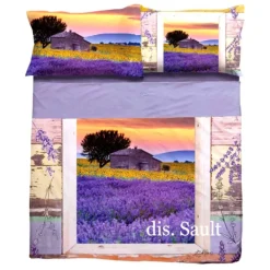 Lenzuola-copriletto in cotone Matrimoniale SAULT lavanda