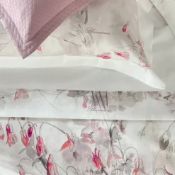 Lenzuola-copriletto in raso matrimoniale Blumarine Ciclamino floreale